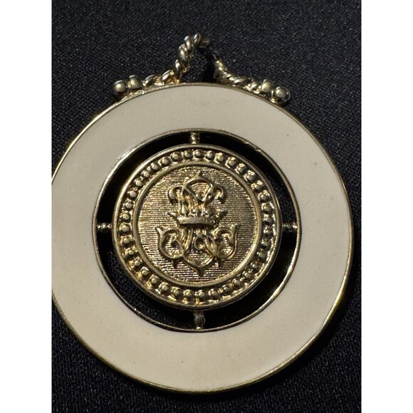 2 Monet Gold Tone/Enamel Brooch Coat Of Arms Pendant EUC - Picture 1 of 9